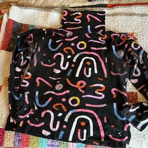 Nooworks Black Multicolor Abstract Long Sleeve Tee